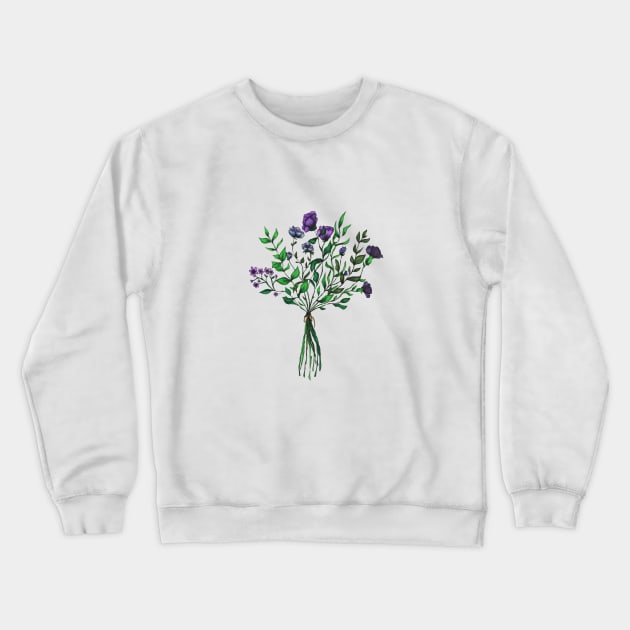 Wildflowers - Purple Crewneck Sweatshirt by CasValli